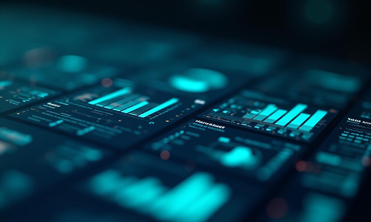 Futuristic digital dashboard interface with AI data points