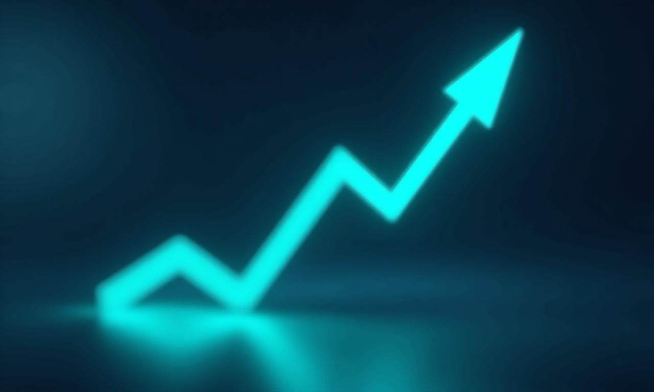 Financial growth chart with glowing data overlays
